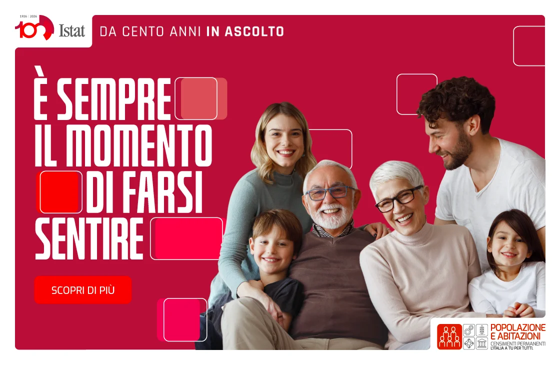 Banner Istat Censimento permanente della popolazione e delle abitazioni 2026 – Scopri di più
